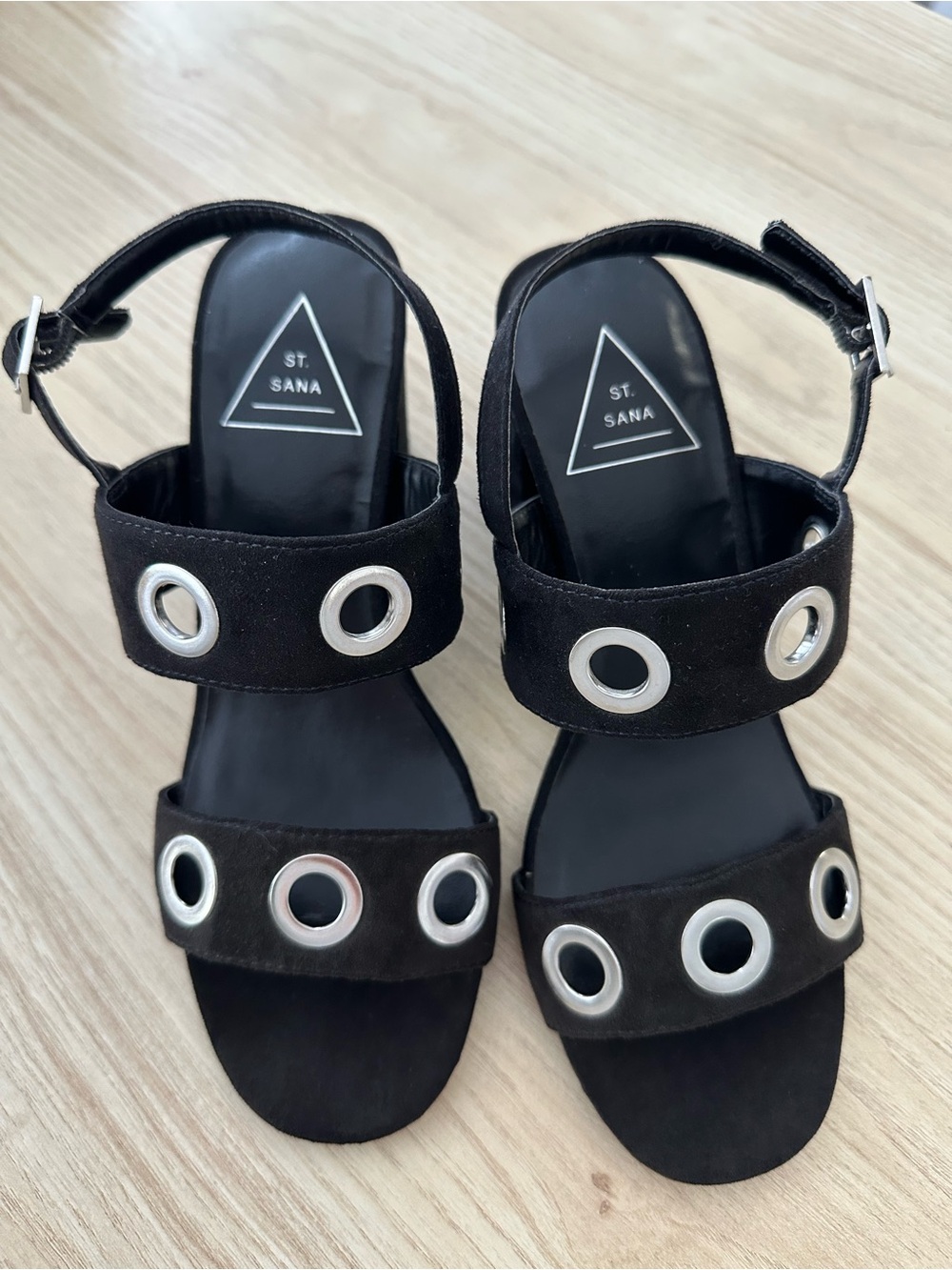 Black Grommet Strap Sandals